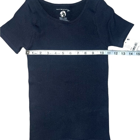 NWT Free People Black Ribbed Seamless Scoopneck Tee Basic Recycled Nylon XS - Picture 6 of 8